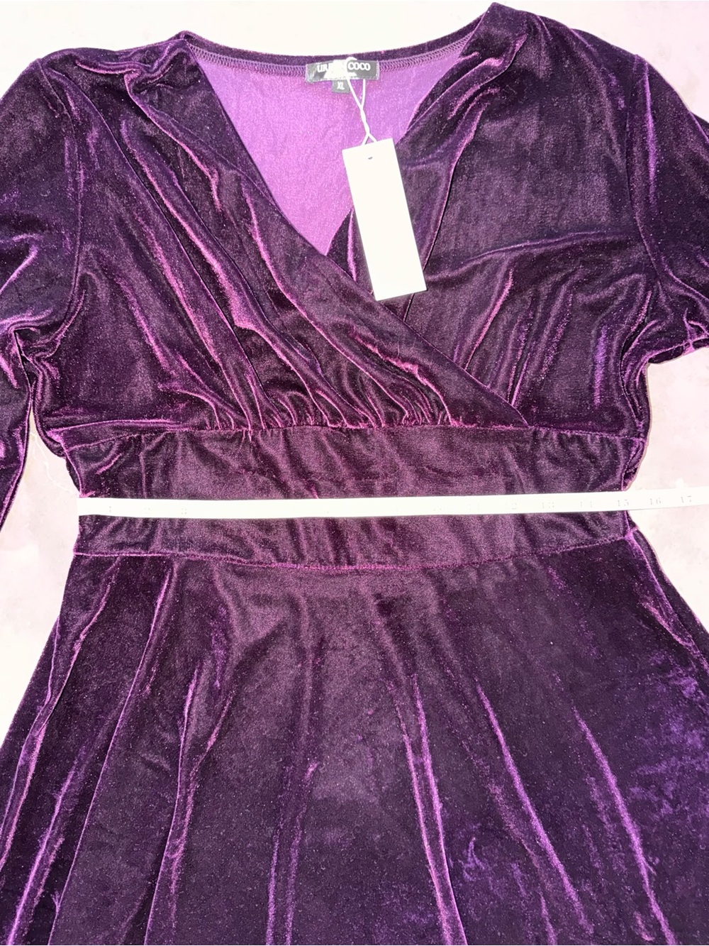 Urban CoCo XL Purple Velvet Maxi Dress Long Sleeve Wrap Holiday Formal NWT Glam - Picture 8 of 12